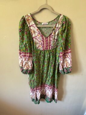 Green Floral Boho Dress